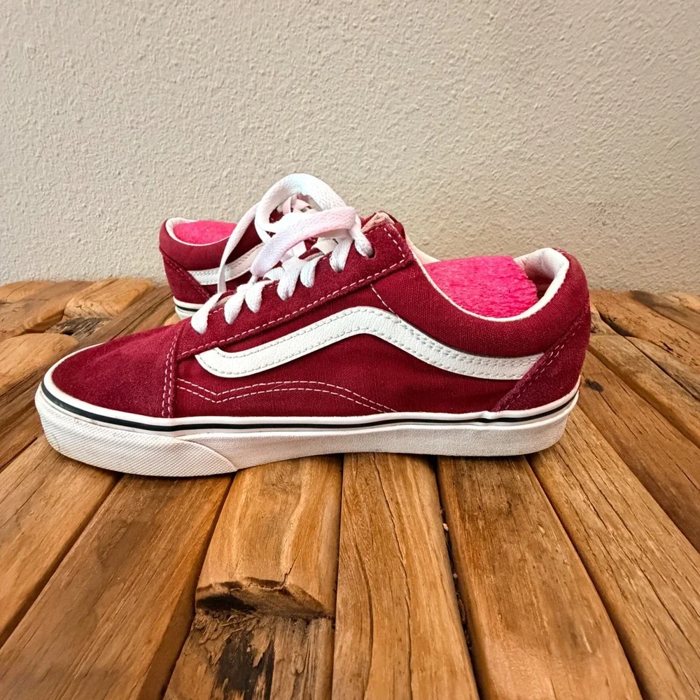 Vans Old Skool Burgundy Maroon Suede Canvas Skate Shoes Mens 5.5 Womens 7